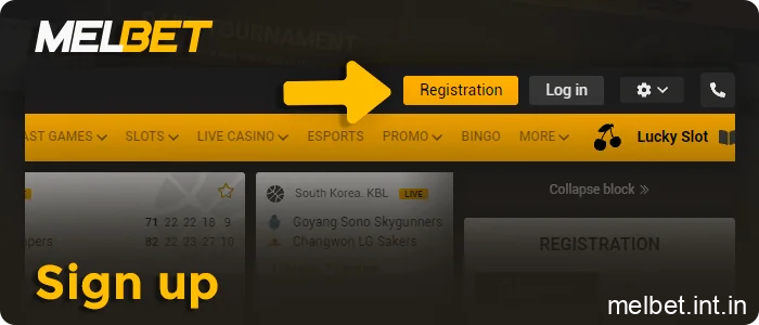 Click on the yellow "Registration" button and register, step 2.